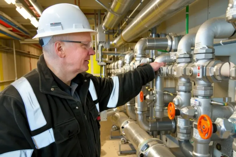 Local Plumbers Pro technician inspecting pipe vents and exterior plumbing in Johnstown