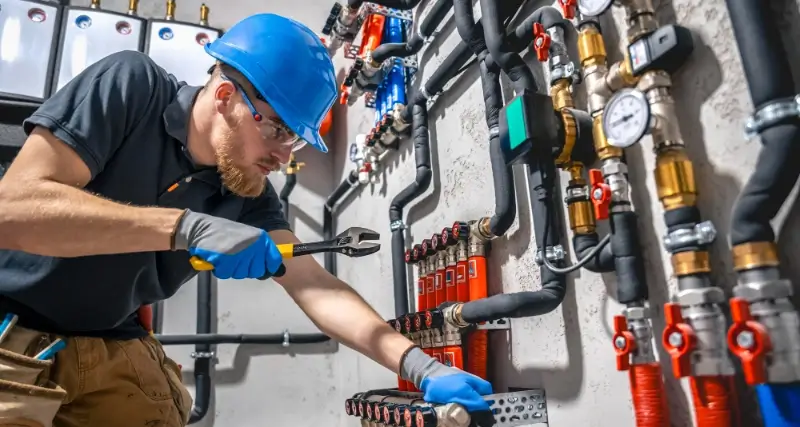 Expert technician performing detailed plumbing diagnostics near Johnstown PA